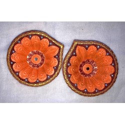 Terracotta Diwali Diya , Decorated with pearls| Diva| Diya for Deepavali Puja Pack of 2