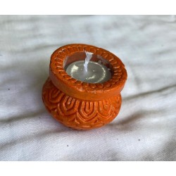 Wax Terracotta Matki Diya | Diva| Diya for Deepavali Puja Pack of 2