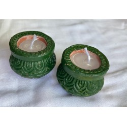 Wax Terracotta Matki Diya | Diva| Diya for Deepavali Puja Pack of 2