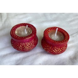 Wax Terracotta Matki Diya | Diva| Diya for Deepavali Puja Pack of 2