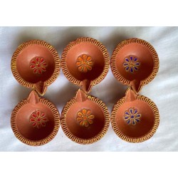 Terracotta Diwali Diya | Diva| Diya for Deepavali Puja Pack of 6