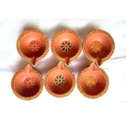 Terracotta Diwali Diya | Diva| Diya for Deepavali Puja Pack of 6