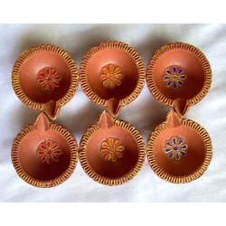 Terracotta Diwali Diya | Diva| Diya for Deepavali Puja Pack of 6