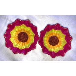 Hand-painted Terracotta Diwali Diya, Flower design | Diva| Diya for Deepavali Puja Pack of 2