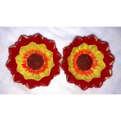 Hand-painted Terracotta Diwali Diya, Flower design | Diva| Diya for Deepavali Puja Pack of 2