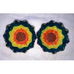 Hand-painted Terracotta Diwali Diya, Flower design | Diva| Diya for Deepavali Puja Pack of 2