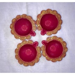 Terracotta Diwali Diya | Diva| Diya for Deepavali Puja Pack of 4