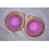 Terracotta Diwali Diya, Hand-painted Lotus theme Diya | Diva| Diya for Deepavali Puja Pack of 2