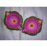 Terracotta Diwali Diya, Hand-painted Lotus theme Diya | Diva| Diya for Deepavali Puja Pack of 2